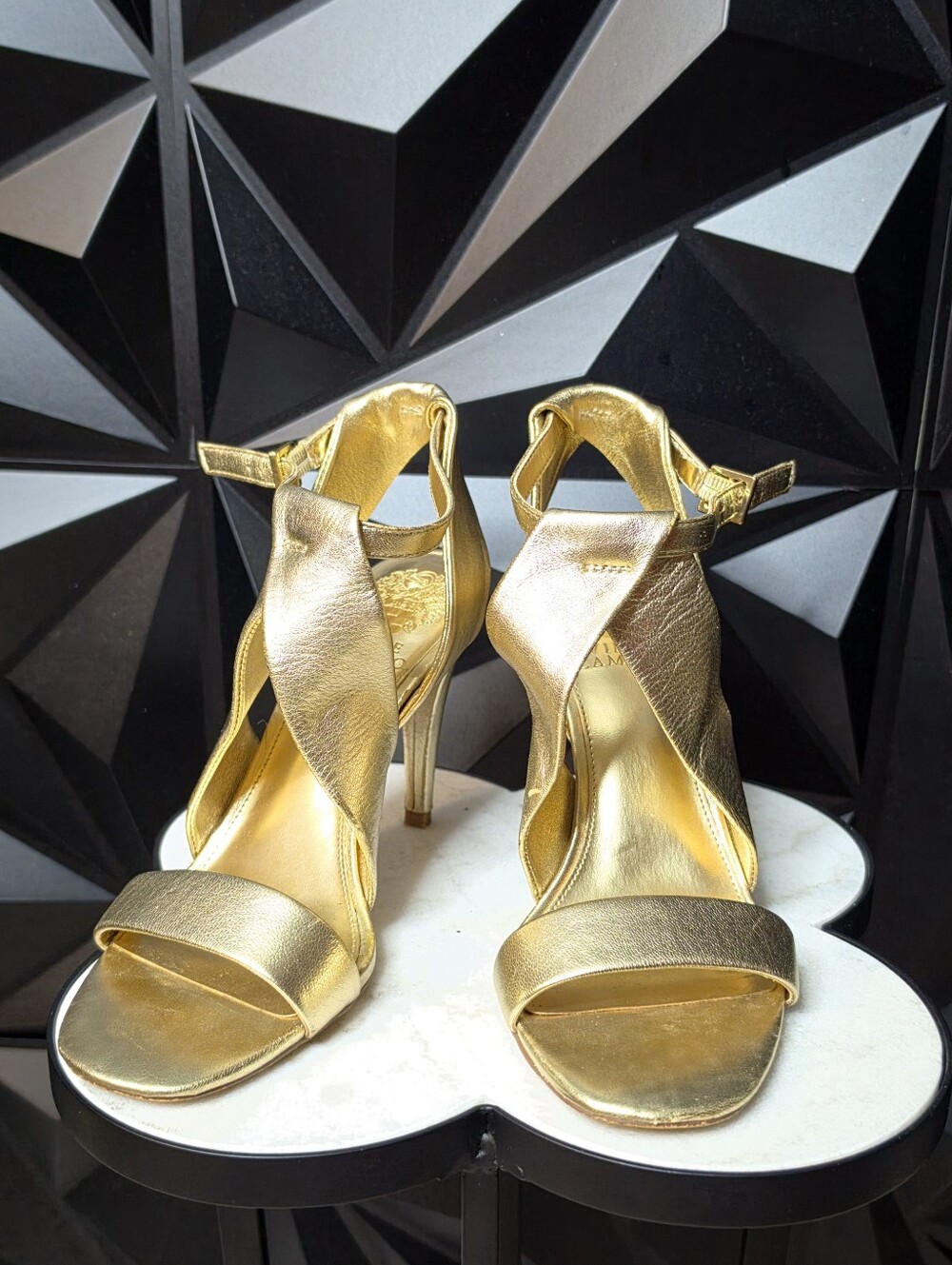 Vince Camuto Gold Metallic Strappy High Heel Sandals